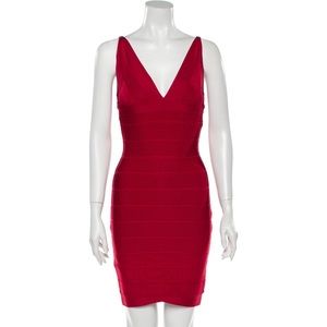 Hervé Léger V-Neck red Dress